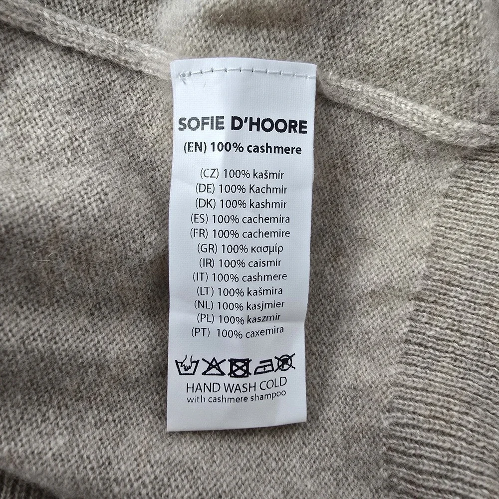 Sofie D'Hoore Merril 100% Cashmere Crop Knit Sweater Oatmeal Size M Oversized - Picture 7 of 8
